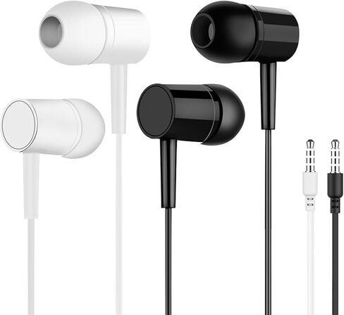 2 Packs（Black+White Wired Earbuds, in-Ear Headphones, 3.5mm Jack Corded Earphone Plug in Earbuds, Earphones with Microphone, Videoconference, for Android, Desktop Compute in Saudi Arabia