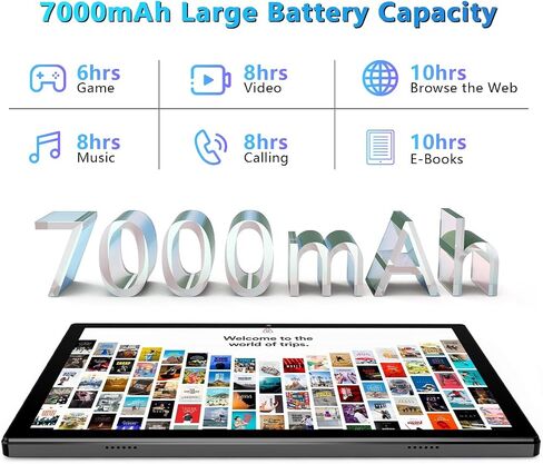Newest Android 14 Tablet 2024 10 Inch Tablets, 128GB+8(4+4Expand)GB/512GB Expandable, Octa-Core Tablet with 13MP+5MP Dual Camera, 7000mAh Battery, 2 in 1 Tablet with Keyboard/Mouse/Stylus/Case/GPS in Saudi Arabia