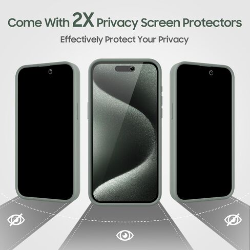 Designed for iPhone 15 Pro Max Case, Compatible with MagSafe, with Privacy Screen Protectors X2, Full Camera Protection, Silicone Shockproof Protective Slim Phone Case 6.7", Light Brown in Saudi Arabia