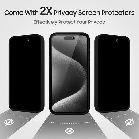 حافظة مصممة لهاتف iPhone 15 Pro Max، متوافقة مع MagSafe، مع واقيات شاشة الخصوصية X2، حماية كاملة للكاميرا، حافظة هاتف نحيفة واقية مقاومة للصدمات من السيليكون مقاس 6.7 بوصات، بني فاتح in Saudi Arabia
