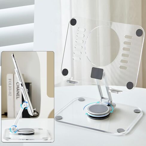 Tablet Stand,Adjustable Tablet Holder for Desk,Foldable Aluminium for iPad Stand Dock Holder for iPad Air 5/4/Mini 6/Mini 5/10.2/Pro 12.9/Pro 11,Portable Monitor（4-12.9inch） in Saudi Arabia