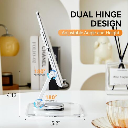 Tablet Stand,Adjustable Tablet Holder for Desk,Foldable Aluminium for iPad Stand Dock Holder for iPad Air 5/4/Mini 6/Mini 5/10.2/Pro 12.9/Pro 11,Portable Monitor（4-12.9inch） in Saudi Arabia