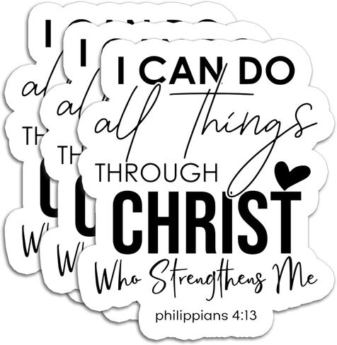 (3Pcs) I Can Do All Things Through Christ Who Strengthens Me Heart Sticker Christian Bible Verse Stickers Inspirational Words Decals for Books Laptops Phones Tumblers Water Bottles Size 3 x 2.5 Inch in Saudi Arabia