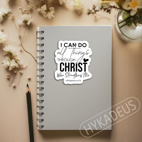 (3Pcs) I Can Do All Things Through Christ Who Strengthens Me Heart Sticker Christian Bible Verse Stickers Inspirational Words Decals for Books Laptops Phones Tumblers Water Bottles Size 3 x 2.5 Inch in Saudi Arabia