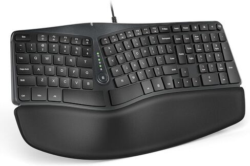 Nulea RT02 Ergonomic Keyboard, Wired Split Keyboard with Pillowed Wrist and Palm Support, Featuring Dual USB Ports, Natural Typing Keyboard for Carpal Tunnel, Compatible with Windows/Mac in Saudi Arabia