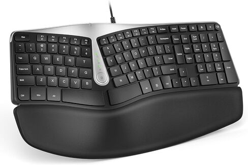 Nulea RT02 Ergonomic Keyboard, Wired Split Keyboard with Pillowed Wrist and Palm Support, Featuring Dual USB Ports, Natural Typing Keyboard for Carpal Tunnel, Compatible with Windows/Mac in Saudi Arabia