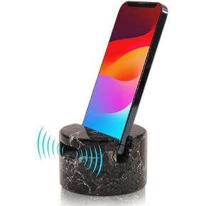 Radicaln Marble Phone Holder Black 3.5" Inches Handmade Phone Stand with Phone Speaker for Desk Decor - Cell Phone Holder & iPhone Holder for Desk Accessories, Office Décor, Desk Organizers