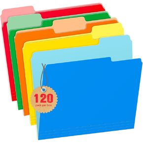 Gloween File Folders, 15 Pack Two-Tone Color File Folders Letter Size, Assorted Colors Folders for Documents Organization - 1/3-Cut Tabs, 5 Colors in Kuwait