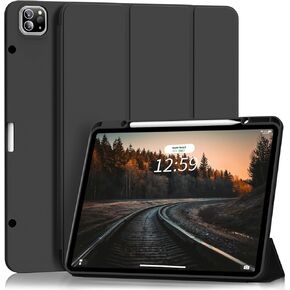 Kenke New iPad Pro 12.9 Inch Case with Pencil Holder 6th/5th/4th Gen 2022/2021/2020, Slim Smart Protective Cover Support 2nd Gen Pencil Charging, Auto Wake/Sleep Soft TPU Back (Dark Green)