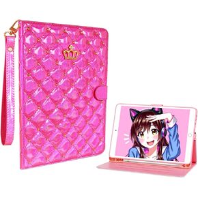 Case for iPad 10th Generation 10.9" 2022,Glitter Sparkly Cute Girl Crown Bling Folio Stand Cover with Built-in Apple Pencil Holder and Multiple Viewing Angles Auto Wake/Sleep (Pink)