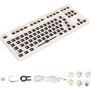 DIY Mechanical Keyboard Kit, 87 Key RGB TKL Layout Switch Gaming Keyboard Hot Swap ABS Aluminum Alloy Modular Mechanical Keyboard for DIY(White)
