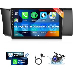 [8 CORE 2G+64G] Car Radio for Toyota GT86/Subaru BRZ 2012 2013 2014 2015 2016 with Wireless Carplay/Android Auto, 9 Inch Android 13 IPS Touch Screen Stereo, Bluetooth, GPS, WiFi, SWC, DSP + Camera