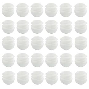 1 Inch Round Plastic Plugs, 30pcs White Tube Inserts Chair Leg Glide Protectors, Furniture Pipe Tube End Caps for Table Chair Legs (25mm)