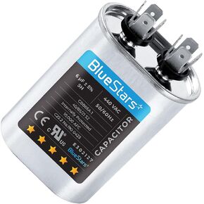 6uF mfd ±5% 370-440VAC Oval Run Start Capacitor 50/60 Hz AC Electric Replacement Part by Blue Stars - Exact Fit for AC Motor Run or Fan Start and Cool or Heat Pump Air Conditioner