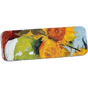 DAHO Tin Pencil Box with World Famous Arts for School, Office, Home, Makeup Storage (Sunflower)