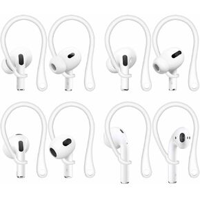 4 Pairs 【 Anti-Slip 】 Compatible with AirPods 2 Ear Hooks, Replacement Ergonomic Design Comfortable Fit Ear Tips Wingtips Sport Holder Accessories Compatible with AirPods 3 2 1 & Pro White 722
