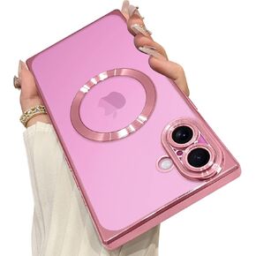 OOK Magnetic Case Made for iPhone 16 Pro Max (Compatible with MagSafe) Clear Phone Cover with Screen Protector Soft TPU Anti-Scratch Shockproof Protective Case for Women Men - Gold