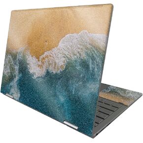 MightySkins Glossy Glitter Skin Compatible with HP Envy x360 13" (2022) - Sea and Sand | Protective, Durable High-Gloss Glitter Finish | Easy to Apply, Remove, and Change Styles | Made in The USA