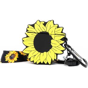 AirPods Case Cover, Nature AirPods Accessories Series, Cute Kawaii Sunflower Design, 360° Silicone Protective Cover Skin with Carabiner and Wrist Strap for Girls Teens Women (Airpods 1/2)