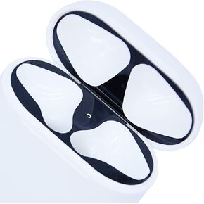 2 Sets Dust Guard Sticker Compatible with AirPods Cases 1rd/2rd Generation W/Hole (Black)