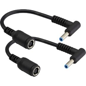 90 Degree Tip Laptop Power Cable DC 7.4mm x 5.0mm Female to 4.5mm x3.0mm Male Charging Connector DC Power Converter Cable DC Jack for HP Notebook Adapter Replacement Power Cord(15cm/2Pack)