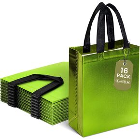 LovesTown 12PCS Party Favor Bags With Handles, Colorful Shiny Gift Bags Glossy Finish Goodie Bags Tote Bags for Farthers day