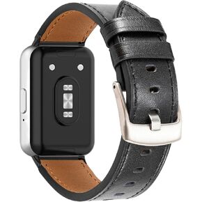 Genuine Leather Bands Compatible with Samsung Galaxy Fit 3, Premium Slim Leather Replacement Straps Wristbands for Galaxy Fit3 SM-R390 Watch Women Men