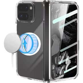 for Google Pixel 9 Pro Fold Case with Screen Protector, Built-in Strong Magnetic Compatible with MagSafe, Anti-Yellowing Crystal Hard PC Slim Phone Cover for Google Pixel9 Pro Fold (Clear)