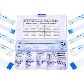 Flexible Flat Ribbon Cable Connectors Assortment Kit, 0.5mm A Type FFC FPC Connector Flat Cable Socket 4P 6P 8P 10P 12P 14P 16P 20P 30P 40P with Length of 150mm Cable (TC-0.5mm-A) in Kuwait
