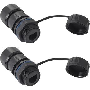 PENGLIN 2PCS Waterproof RJ11 Coupler, RJ11/RJ12 6P6C Panel Mount Connector Female to Female, CAT3 RJ12 Outdoor Telephone Line Socket Compatible with Data and Voice