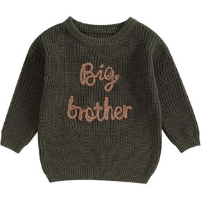 Big Brother Little Brother Matching Outfit Big/Lil Bro Chunky Sweater Knitted Sweatshirt Cute Fall Winter Outfits