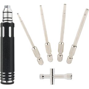 4 In 1 Hex Screwdriver Kit & Mini 4-Way Cross Wrench, Hard Steel 1.5mm 2.0mm 2.5mm 3.0mm Allen Screw Driver Bits for RC Car Quadcopter Helicopter Airplane Boat Repair Tools Sets