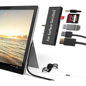 Surface Go/Go 2/Go 3 Docking Station, 6 in 2 USB C Hub HDMI Adapter, Surface Go with 4K HDMI, 2 USB 3.0 Ports(5Gbps), 3.5mm Earphones Jack, SD/TF Card Reader for Surface Go1/Go 2/Go 3