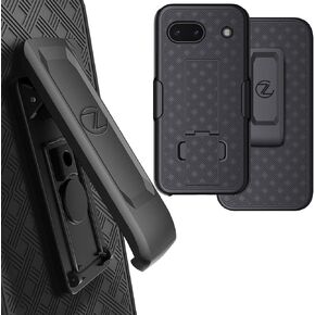 Zase for Google Pixel 8a (2024) Holster Belt Clip Phone Case Tough Super Slim Rugged Protective Cover Armor Defender Strong Clip Kickstand Compatible w/Pixel 8A 6.1-inch