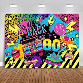 Mocsicka 80s Backdrop 80s Party Decorations Hip Hop Back to The 80's Banner Background Retro Radio Graffiti Wall 80 s Theme Decorations Photo Booth Props(7x5ft)