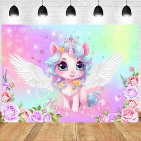 LTLYH 5x3ft Unicorn Birthday Banner Backdrop Unicorn Birthday Background Unicorn Birthday Photo Background Unicorn Cake Table Banner Supplies Studio Props 276 in Kuwait