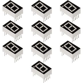 Bettomshin 10Pcs LED Digital Tube Common Cathode 10 Pin 1 Bit 0.75 x 0.5 x 0.31 inch (LxWxH) 0.56" Red Display Digital 5161AS