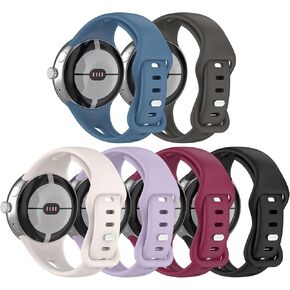 FitTurn Compatible with Google Pixel Watch Bands for Women&Men, [6pack] Slim Soft Silicone Watch Bands Replacement Wristbands Adjustable Quick Release Sport Strap for Google Pixel