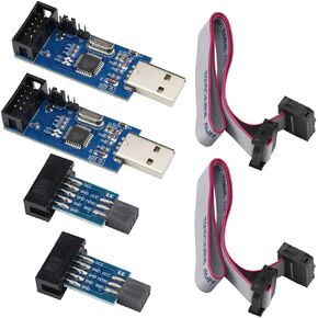 2PCS USBASP ISP Downloader Programmer Microcontroller Module + 10Pin to 6Pin Adapter Board for ATMEL 51 AVR