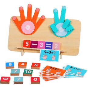 Vaguelly 1 Set Finger Counting Math Toys,Toddler Wooden Math Board,Math Manipulatives Learning Number Toy for Kids 3-5,for Kindergarten Preschool Math