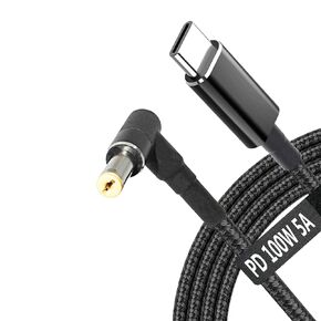 USB C to 5.5mm Laptop Charging Adapter Cable Male Type to 90 Degree DC 5.5 x 2.5mm 100W 6.5FT Braided Converter Cord for PD Power Charger Battery Pack Toshiba Asus K55A K55N K501UX K53E G360 G450 G455