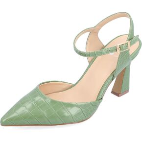 Journee Womens Nixey Croco Texture Buckle Pointed Toe Pumps