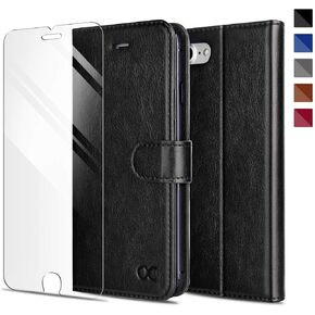 OCASE Wallet Case Compatible for iPhone SE 2022 5G, iPhone 7/8/SE 2020 Case [Card Slot] [Kickstand] [Screen Protector] PU Leather Flip Folio Phone Cover for iPhone 7/8/SE2/SE3 - Black