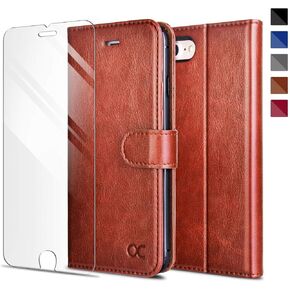 حافظة محفظة OCASE متوافقة مع iPhone SE 2022 5G، iPhone 7/8/SE 2020 [فتحة بطاقة] [مسند] [واقي شاشة] غطاء هاتف قابل للطي من جلد البولي يوريثان لهاتف iPhone 7/8/SE2/SE3 - أسود in Kuwait