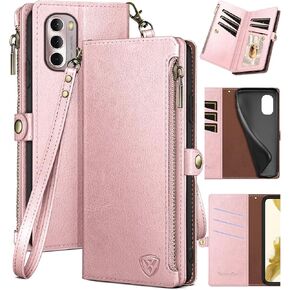 حافظة XcaseBar لهاتف Moto G Stylus 2022 5G مع حامل بطاقة ائتمان بسحاب، RFID Blocking، حافظة هاتف من جلد البولي يوريثان قابلة للطي وغطاء مقاوم للصدمات للنساء والرجال لهاتف Stylus2022 5G بني فاتح in Kuwait