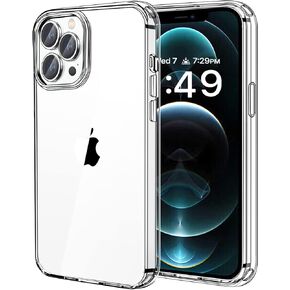 JJGoo Compatiable with iPhone 12 Pro max Case Clear, Transparent Shockproof Phone Case, Slim Anti-Scratch Hard PC Back Protective Cover Bumper, Clear in Kuwait