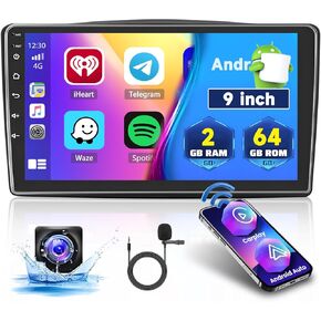 [2+64GB] Inefala Android 13 Car Stereo Upgrade for Toyota Sienna 2004-2010, 9" Touch Screen with Wireless Carplay Android Auto, GPS Bluetooth WiFi SWC USB RCA Canbus MIC Backup Camera