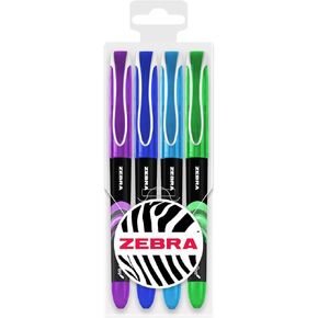 Zebra Fuente - Disposable Fountain Pen - 1.0mm Fine Nib 0.6mm Line Width - Wallet of 4 (Black)