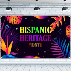 Celebrating Hispanic Heritage Month Backdrop Banner Latin Americans Heritage Holiday Poster Banner Spanish Classroom Decoration, Hispanic Heritage Month Decor For Home and Party Events Multi Color