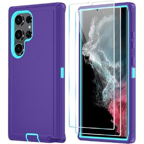 ONOLA for Samsung Galaxy S23 Ultra Case with HD Screen Protector, for Samsung S23 Ultra Phone Case, [3 in 1] Heavy Duty Phone Case for Galaxy S23 Ultra 6.8",PurpleSkyblue